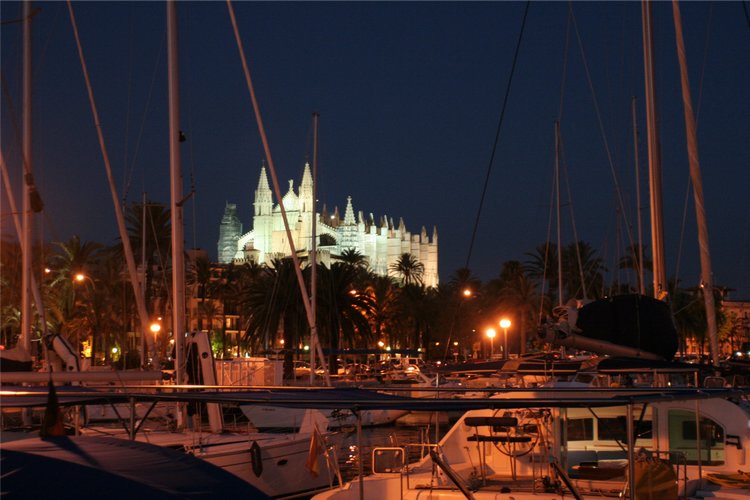 Kathedrale Palma de Mallorca bei Nacht